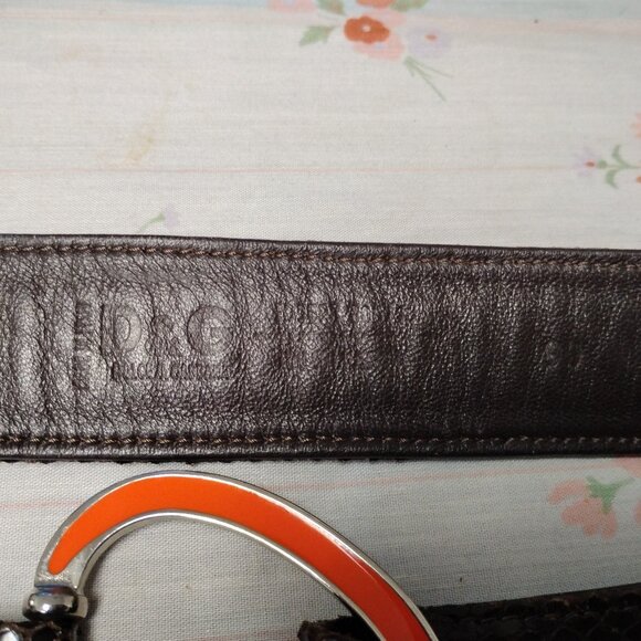 ❤️Womens DOLCE & GABBANA Snake & Leather Belt Orange / Brown Size 29.5-32 (90) main image 5
